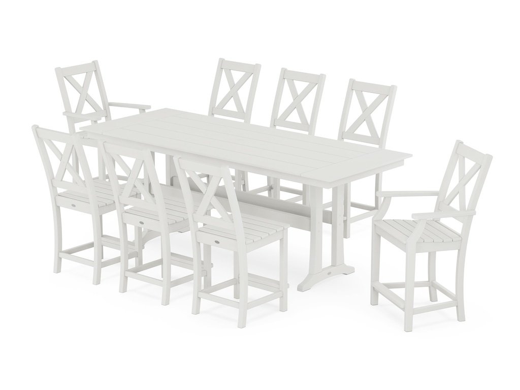 Braxton 9-Piece Farmhouse Counter Set with Trestle Legs Photo