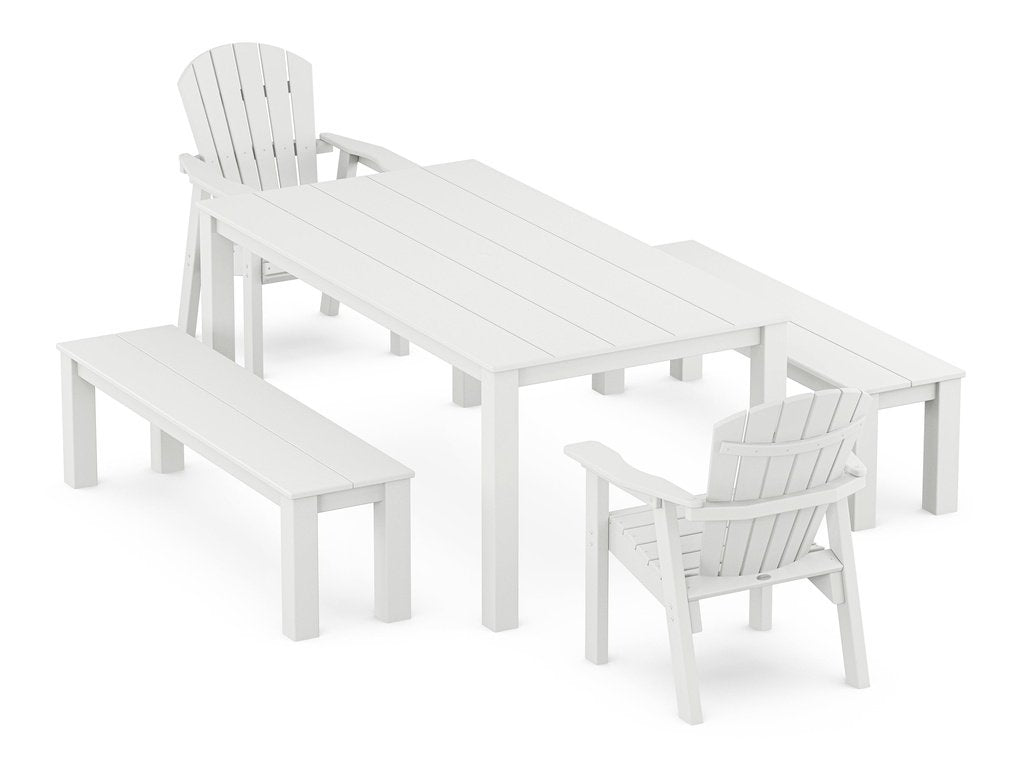 Seashell 5-Piece Parsons Dining Set with Benches Photo