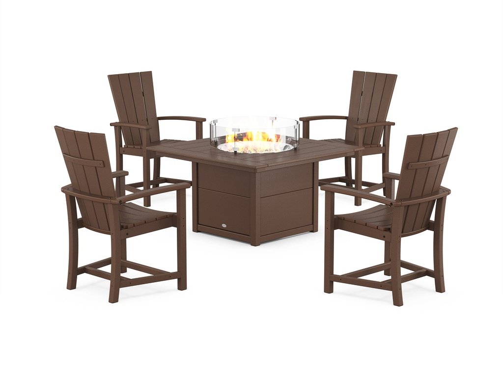 Quattro 4-Piece Upright Adirondack Conversation Set with Fire Pit Table Photo