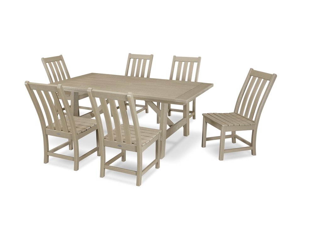 Vineyard 7-Piece Rustic Farmhouse Side Chair Dining Set Photo