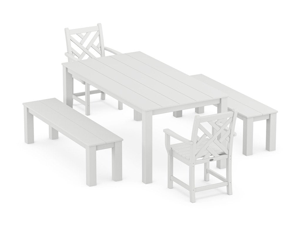 Chippendale 5-Piece Parsons Dining Set with Benches Photo