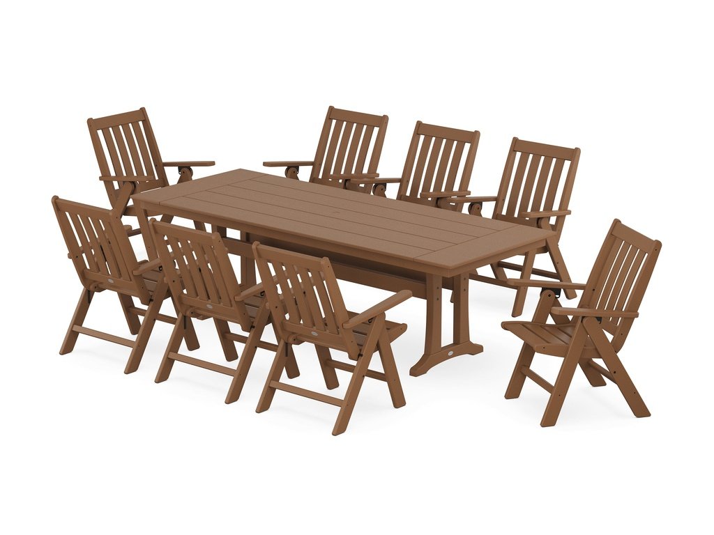 Vineyard Folding 9-Piece Farmhouse Dining Set with Trestle Legs Photo