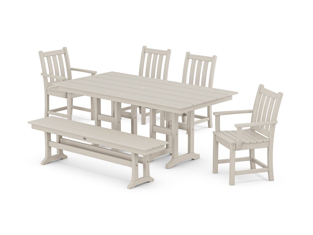 Traditional Garden 6-Piece Farmhouse Dining Set with Bench Photo