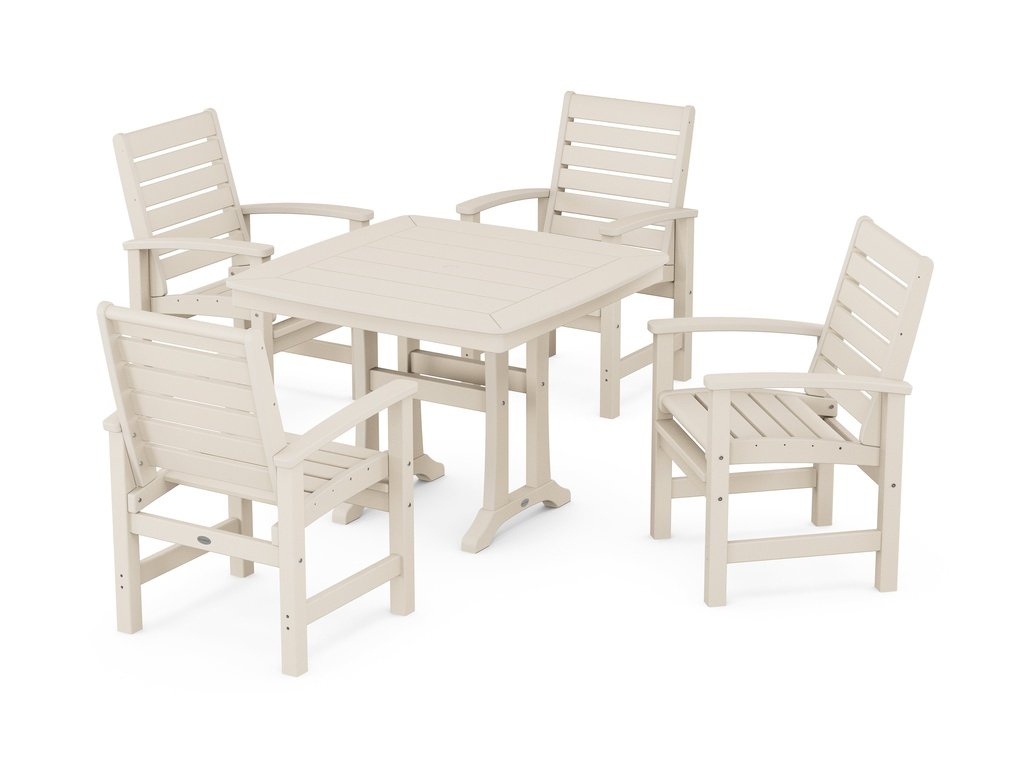 Signature 5-Piece Dining Set with Trestle Legs Photo