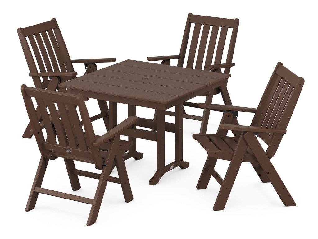 Vineyard Folding Chair 5-Piece Farmhouse Dining Set Photo