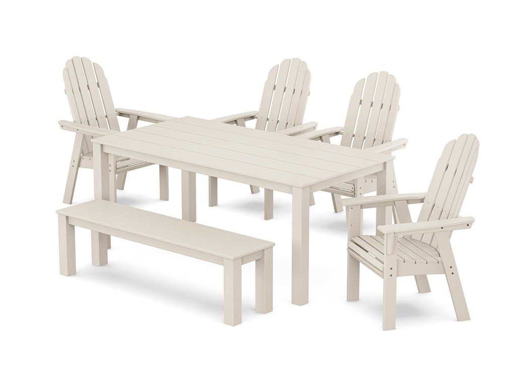 Vineyard Curveback Adirondack 6-Piece Parsons Dining Set with Bench Photo