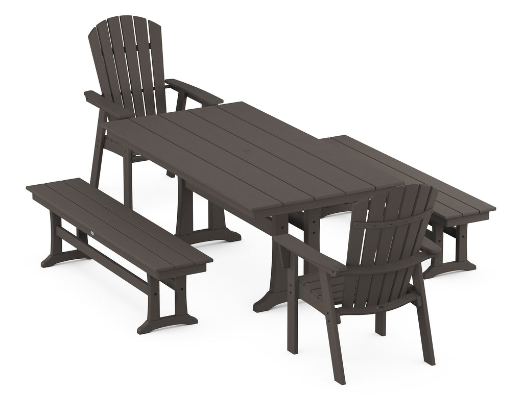 Nautical Adirondack 5-Piece Farmhouse Dining Set With Trestle Legs Photo