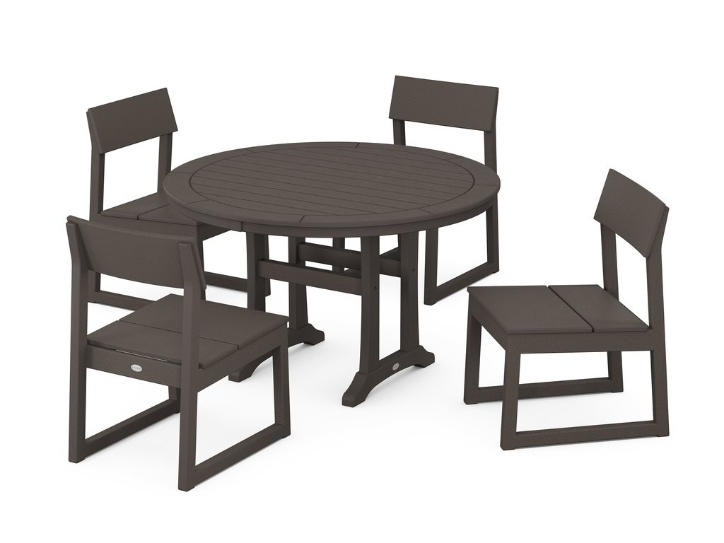 EDGE Side Chair 5-Piece Round Dining Set With Trestle Legs Photo