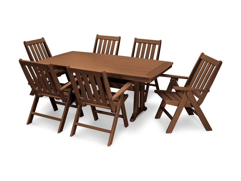 Vineyard Folding Chair 7-Piece Dining Set with Trestle Legs Photo