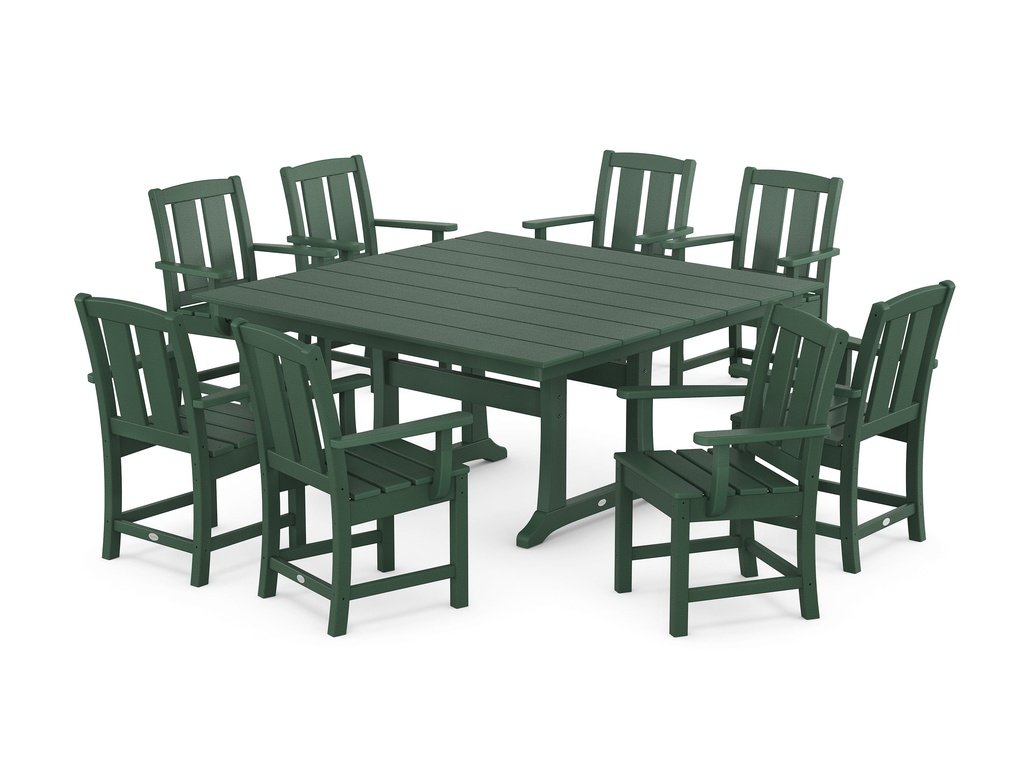 Mission 9-Piece Square Farmhouse Dining Set with Trestle Legs Photo