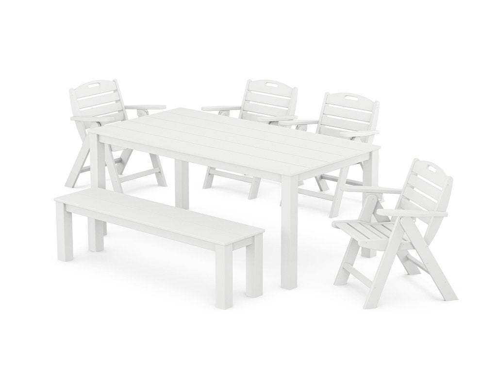 Nautical Folding Lowback Chair 6-Piece Parsons Dining Set with Bench Photo