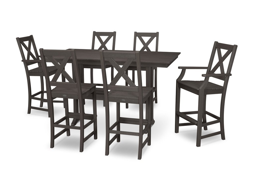 Braxton 7-Piece Farmhouse Trestle Bar Set Photo