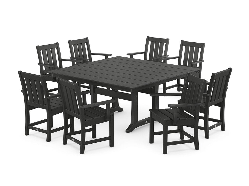 Oxford 9-Piece Square Farmhouse Dining Set with Trestle Legs Photo