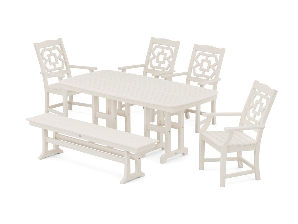 Chinoiserie 6-Piece Dining Set with Bench Photo