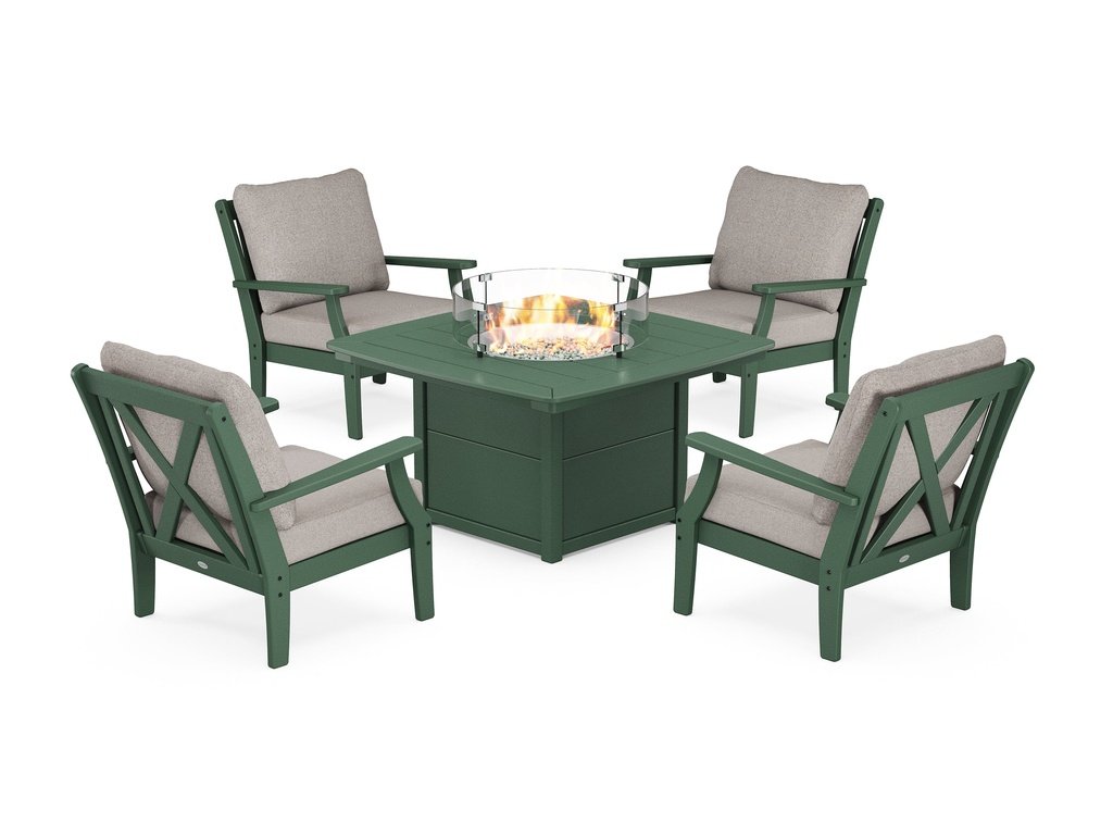 Braxton 5-Piece Deep Seating Conversation Set with Fire Pit Table Photo