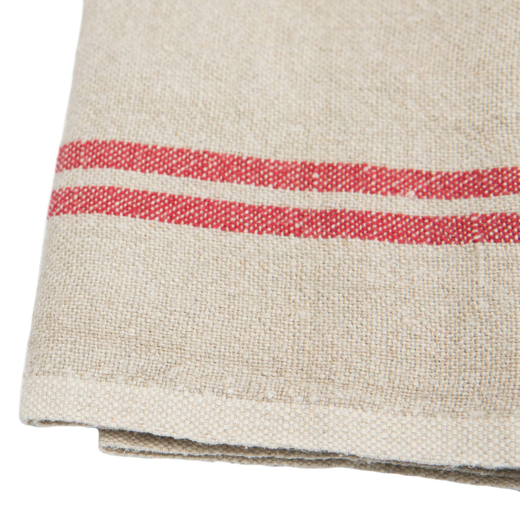 Vintage Linen Natural and Red Napkins