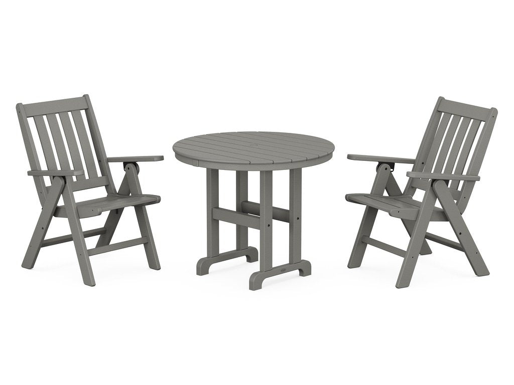 Vineyard Folding Chair 3-Piece Round Dining Set Photo