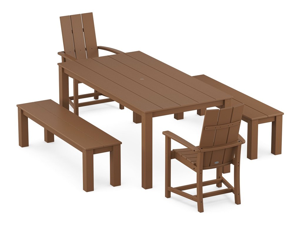 Modern Adirondack 5-Piece Parsons Dining Set with Benches Photo