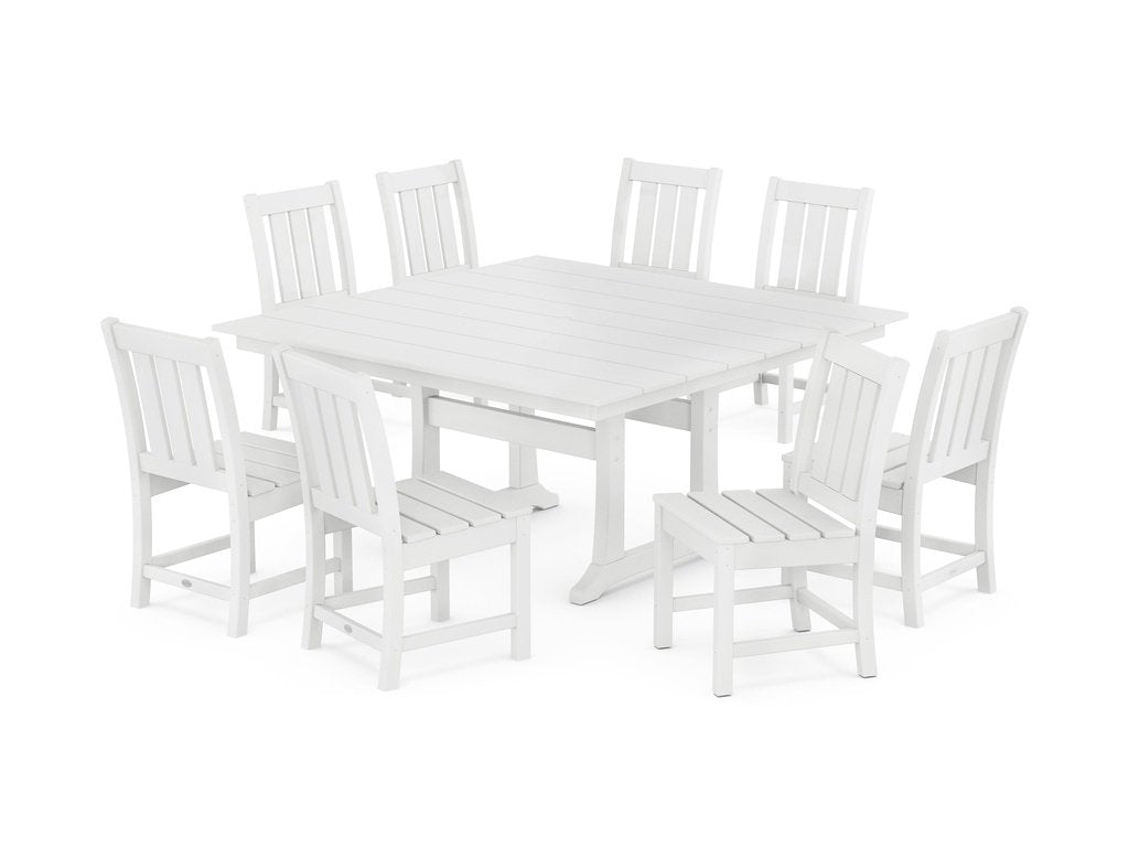 Oxford Side Chair 9-Piece Square Farmhouse Dining Set with Trestle Legs Photo