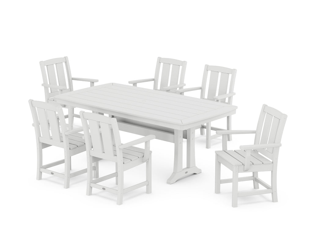 Mission Arm Chair 7-Piece Dining Set with Trestle Legs Photo