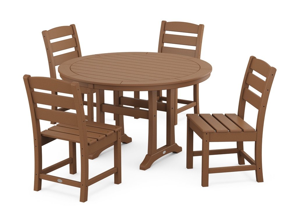 Lakeside Side Chair 5-Piece Round Dining Set With Trestle Legs Photo