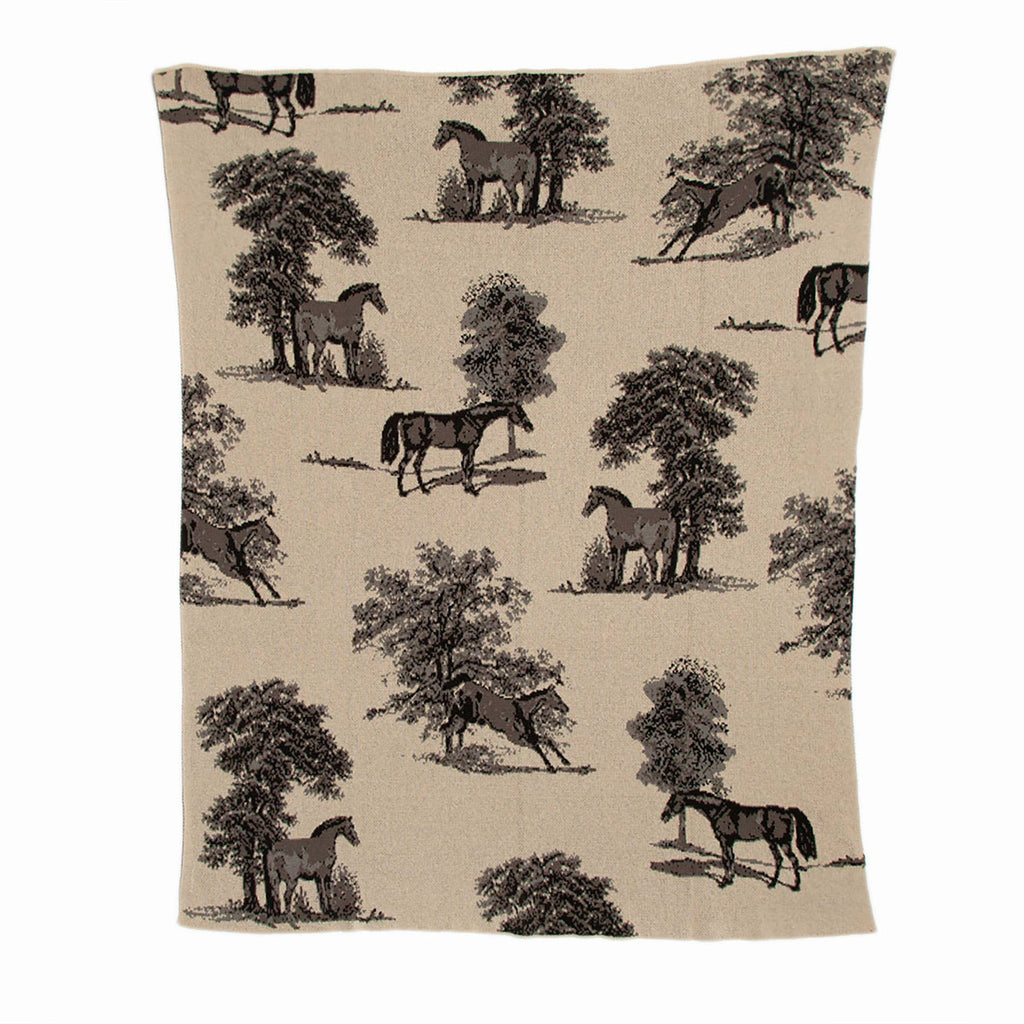 Equestrian Toile Throw Blanket - Retreat Home Furniture