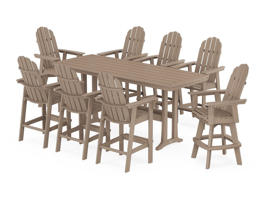 Vineyard Curveback Adirondack Swivel 9-Piece Bar Set with Trestle Legs Photo