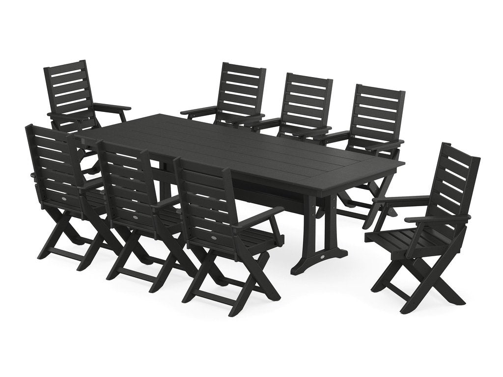 Captain 9-Piece Farmhouse Dining Set with Trestle Legs Photo