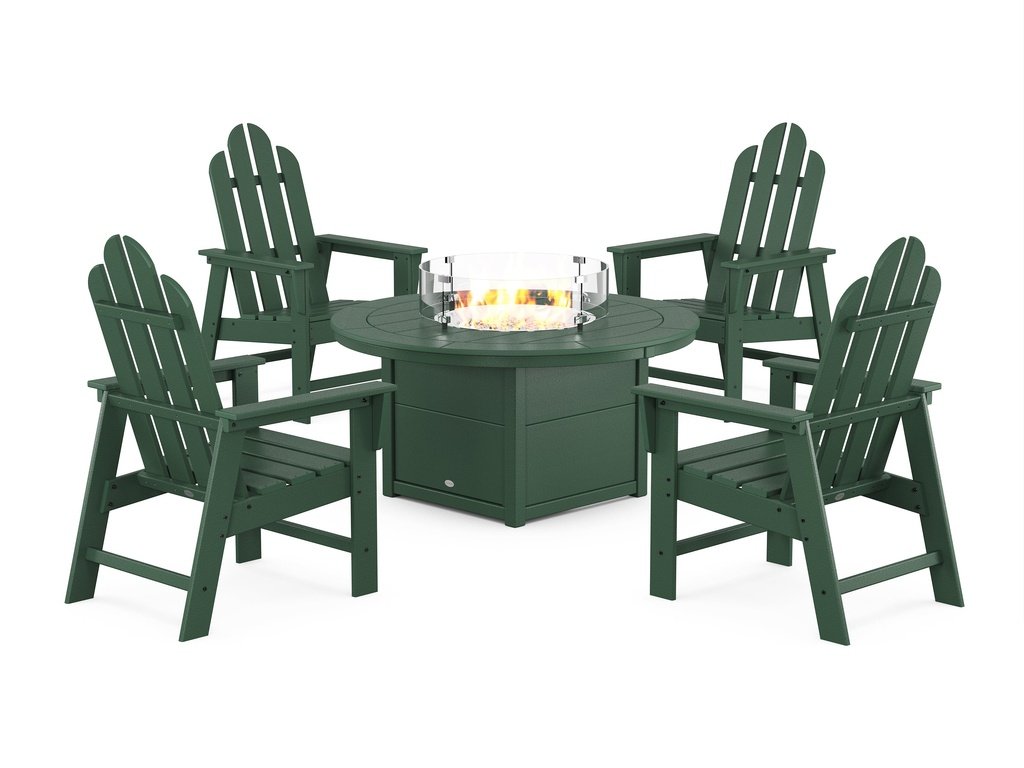 Long Island 4-Piece Upright Adirondack Conversation Set with Fire Pit Table Photo