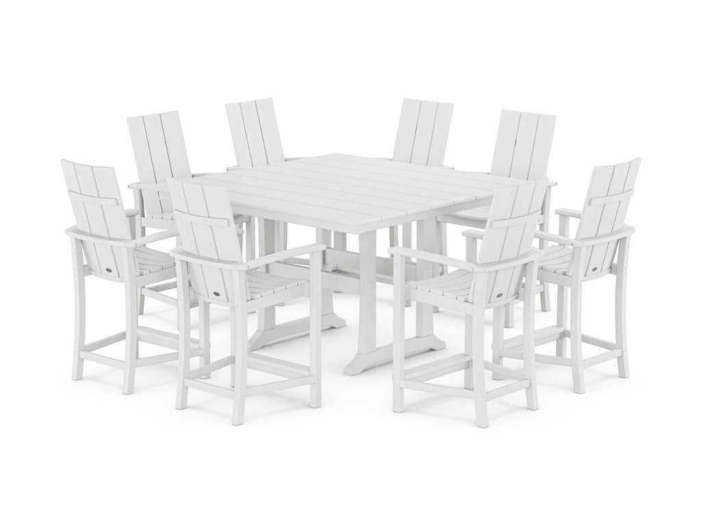 Modern Adirondack 9-Piece Farmhouse Trestle Counter Set Photo