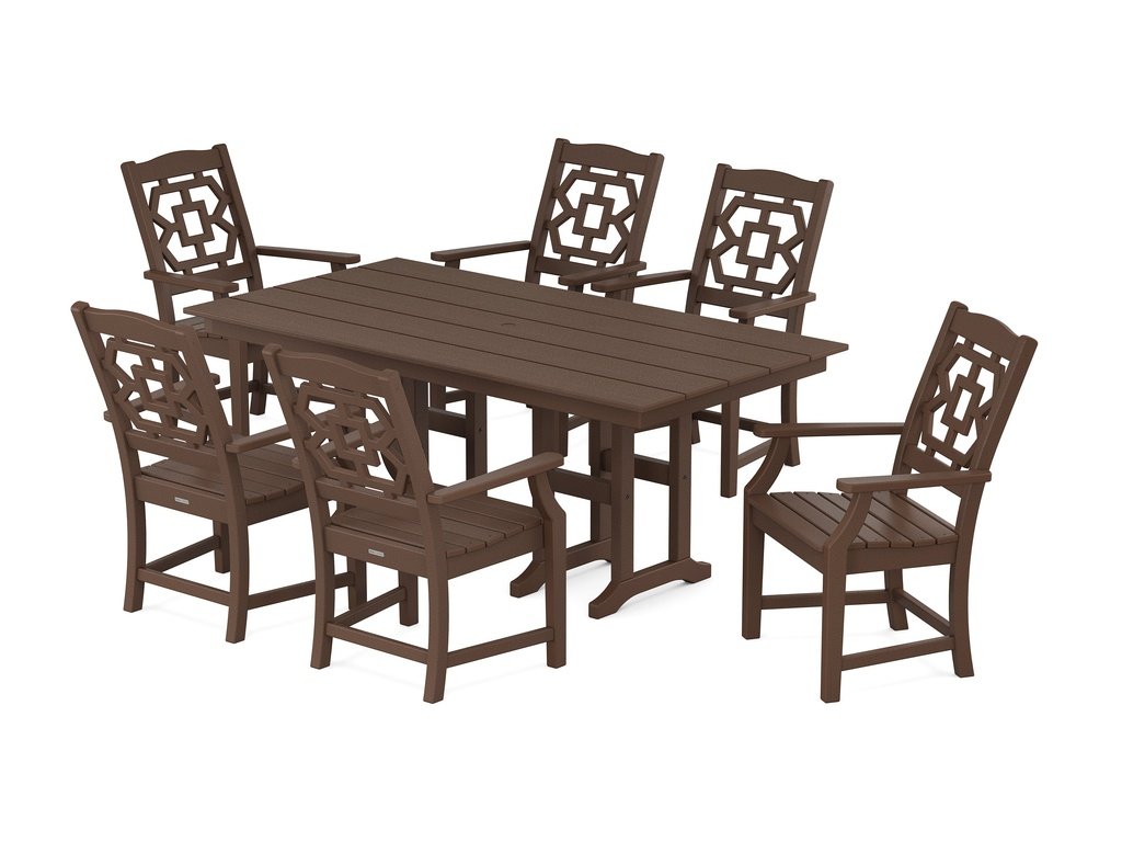 Chinoiserie Arm Chair 7-Piece Farmhouse Dining Set Photo