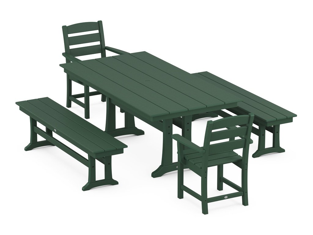 Lakeside 5-Piece Farmhouse Dining Set With Trestle Legs Photo