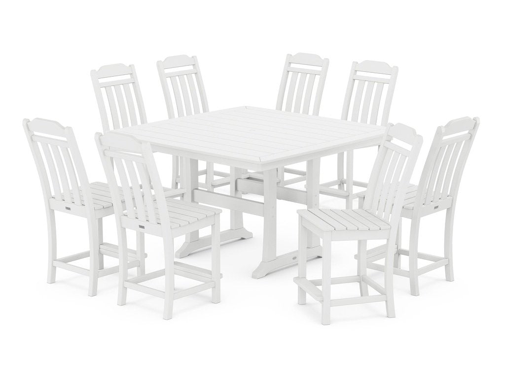 Country Living 9-Piece Square Side Chair Counter Set with Trestle Legs Photo