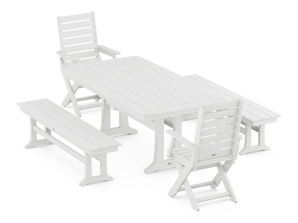 Captain Folding Chair 5-Piece Dining Set with Trestle Legs Photo