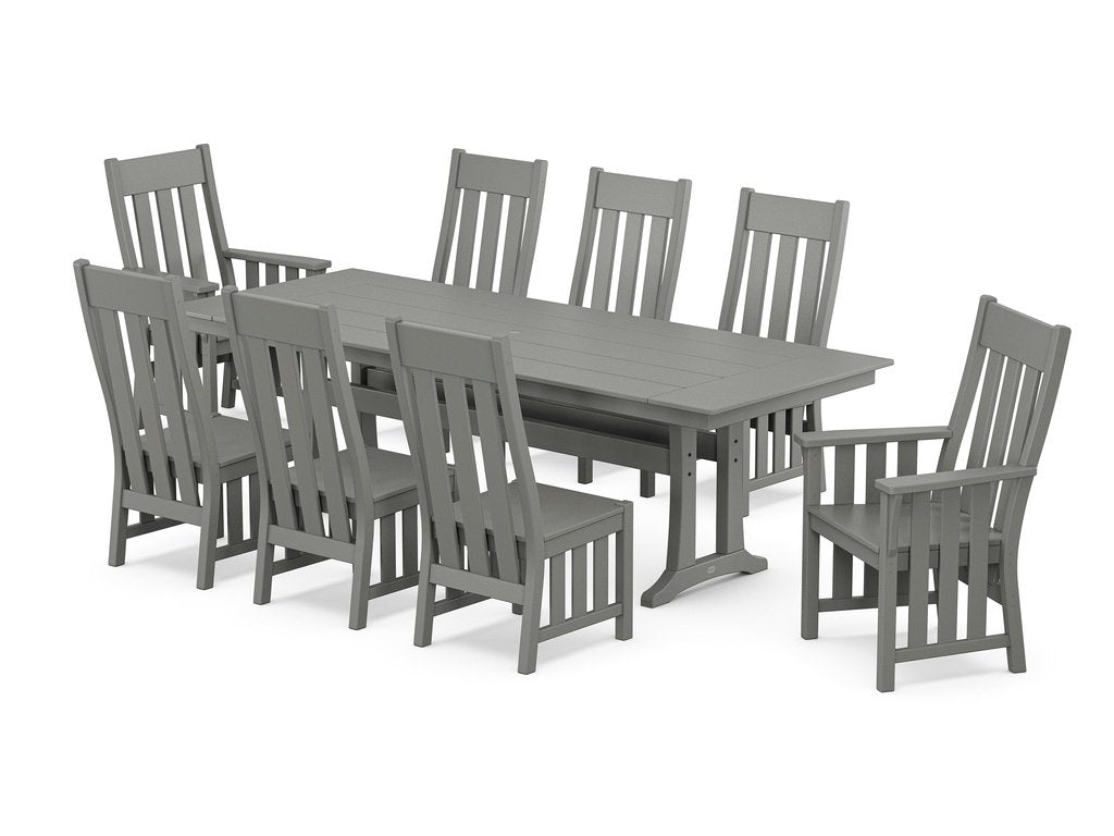 Acadia 9-Piece Farmhouse Dining Set with Trestle Legs Photo