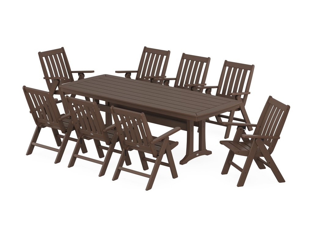 Vineyard Folding 9-Piece Dining Set with Trestle Legs Photo