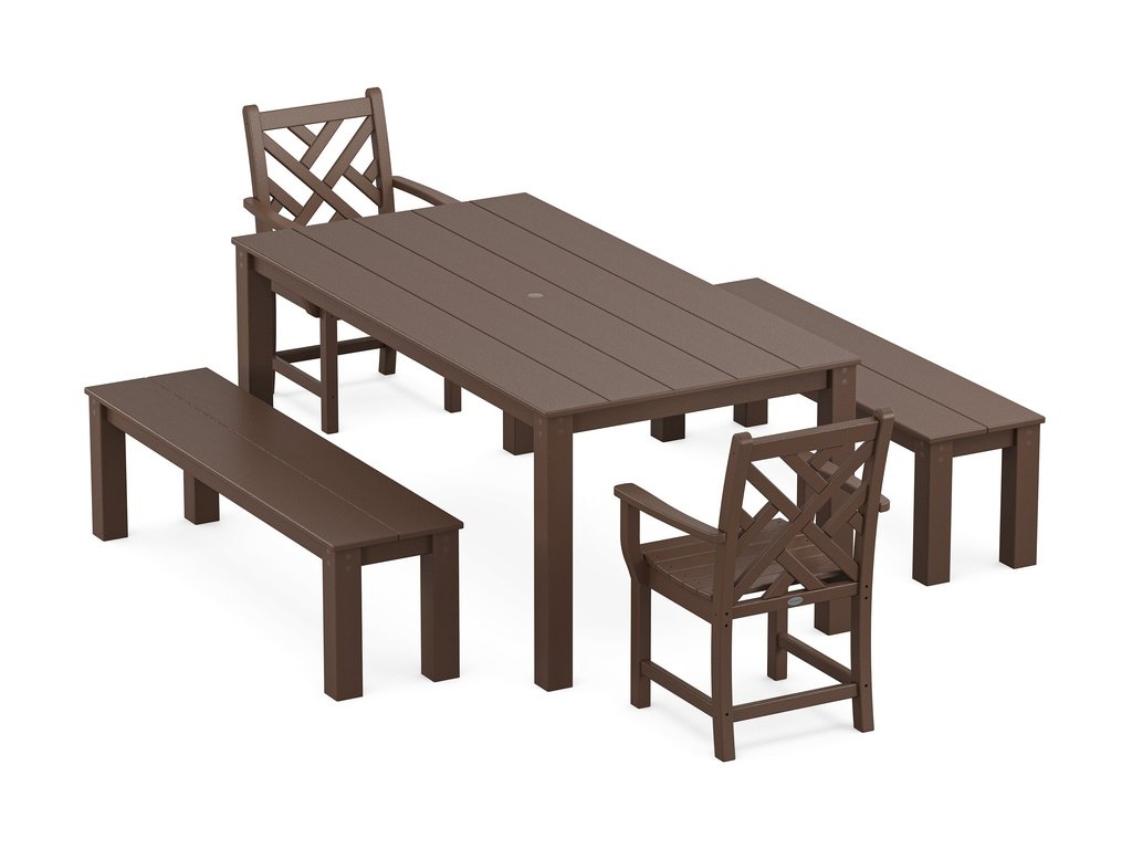 Chippendale 5-Piece Parsons Dining Set with Benches Photo