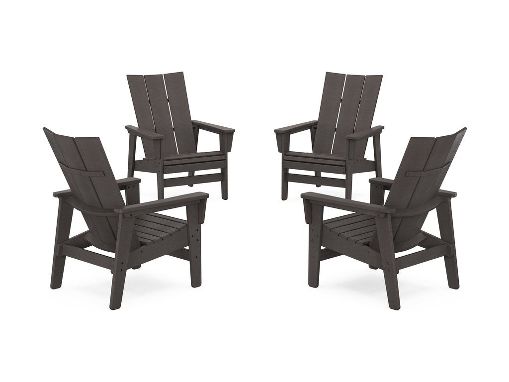 4-Piece Modern Grand Upright Adirondack Chair Conversation Set Photo