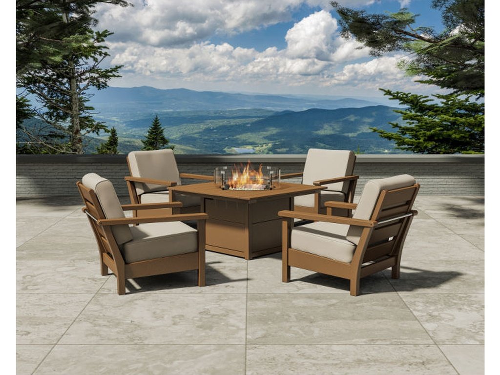 Harbour 5-Piece Conversation Set with Fire Pit Table - Retreat Home Furniture