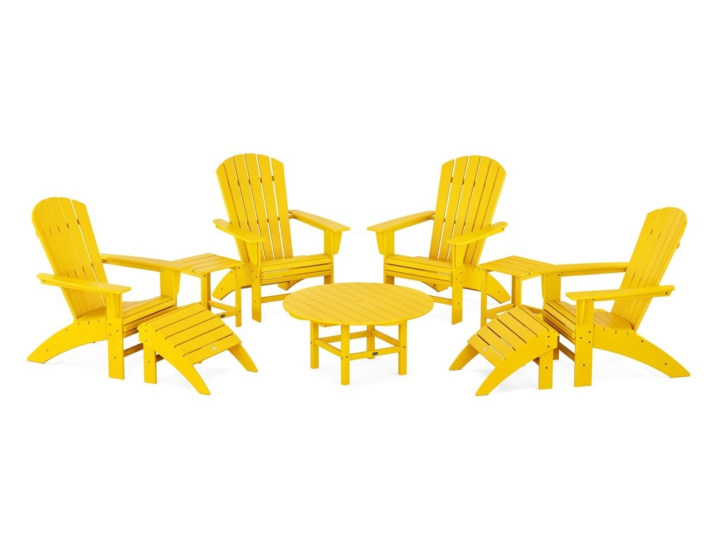 Nautical Curveback Adirondack Chair 9-Piece Conversation Set Photo