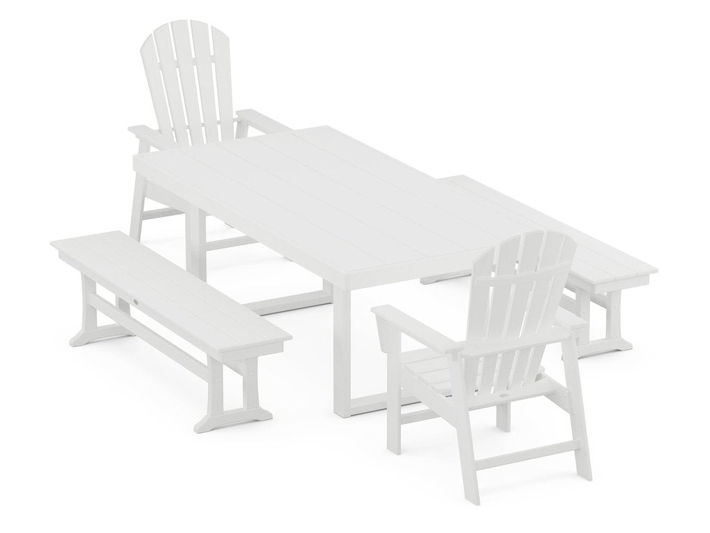 South Beach 5-Piece Dining Set with Benches Photo