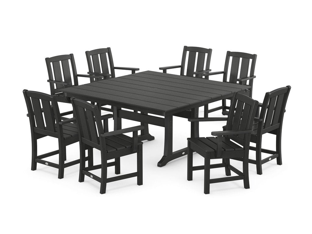 Mission 9-Piece Square Farmhouse Dining Set with Trestle Legs Photo