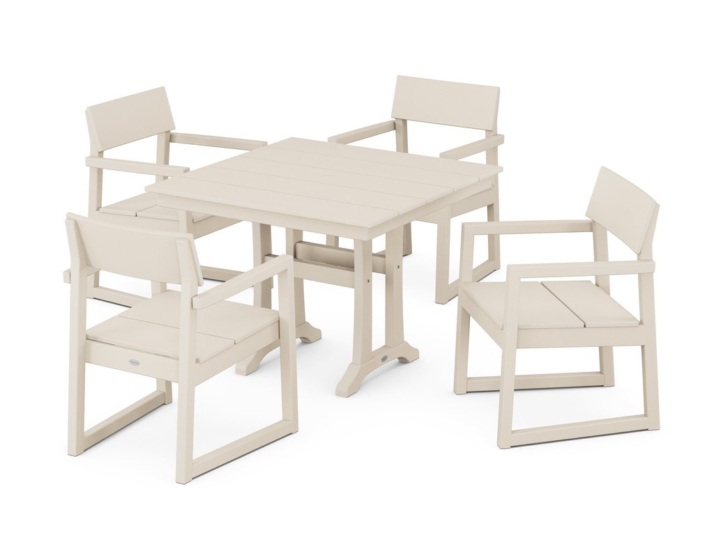 EDGE 5-Piece Farmhouse Dining Set With Trestle Legs Photo