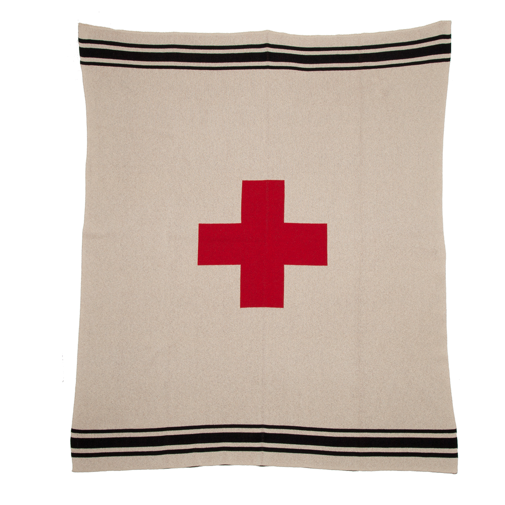 Swiss Cross with Stripes Throw Blanket - Retreat Home Furniture