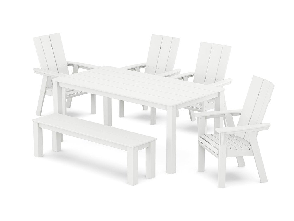 Modern Curveback Adirondack 6-Piece Parsons Dining Set with Bench Photo