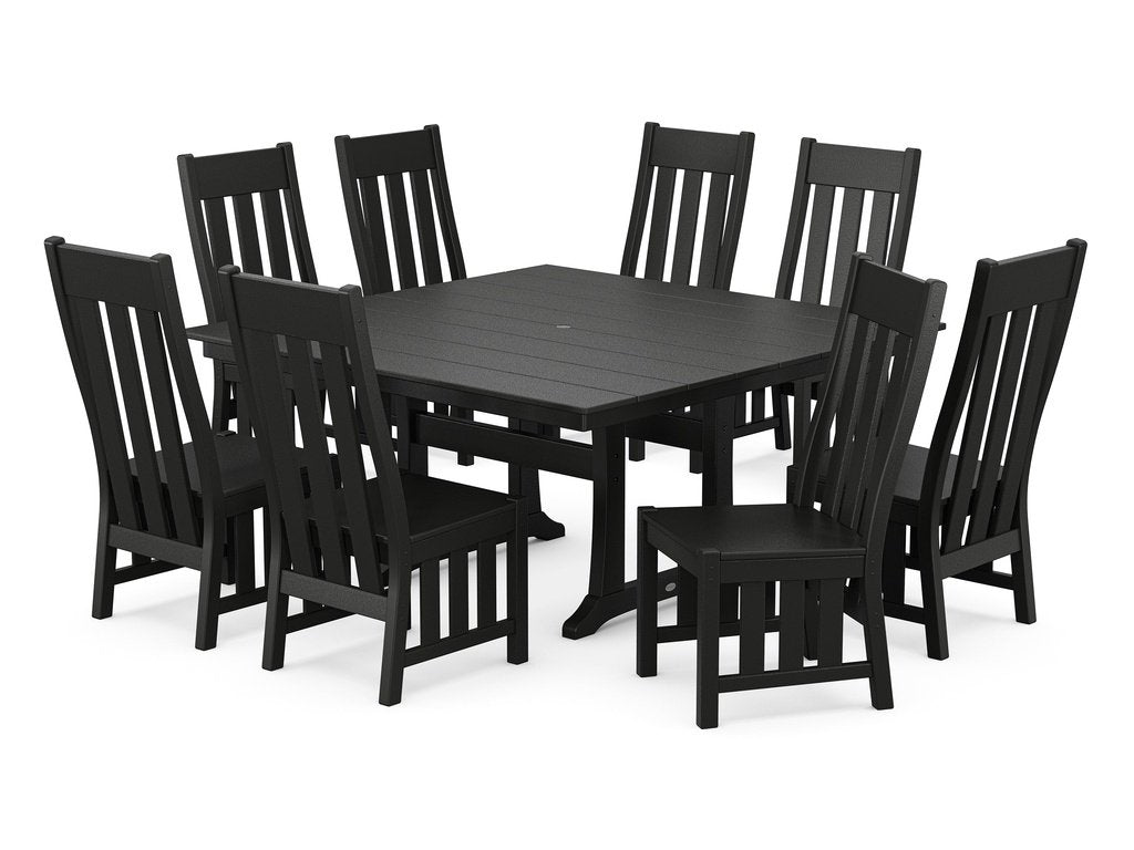 Acadia Side Chair 9-Piece Square Farmhouse Dining Set with Trestle Legs Photo