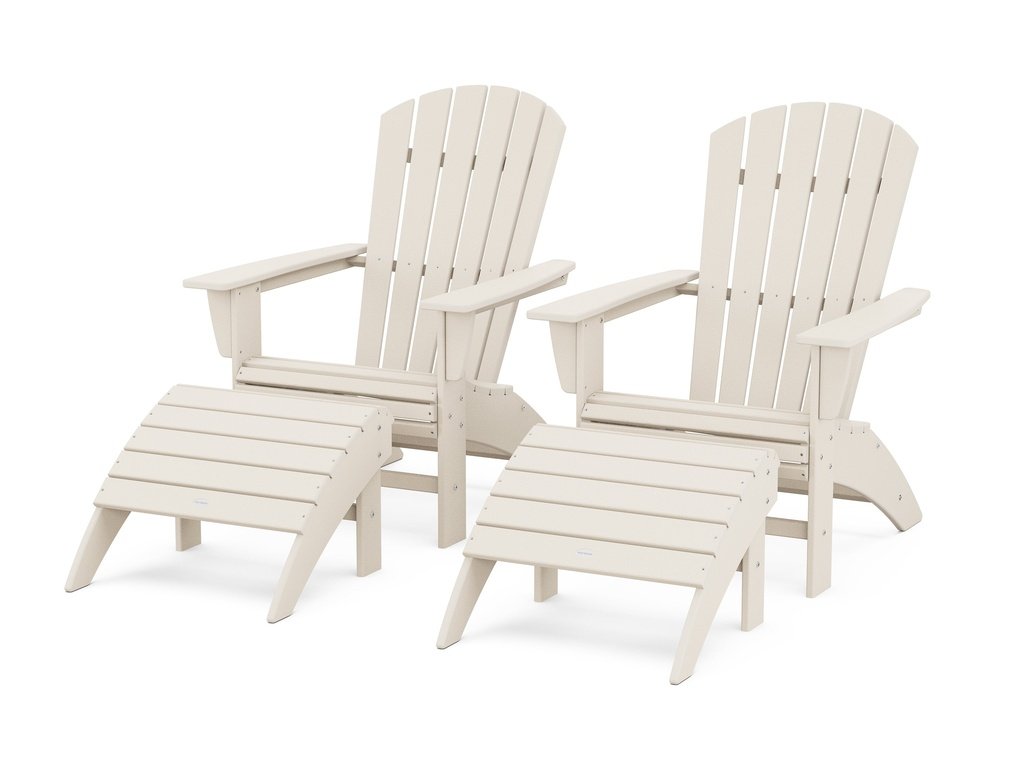 Nautical Curveback Adirondack Chair 4-Piece Set with Ottomans Photo