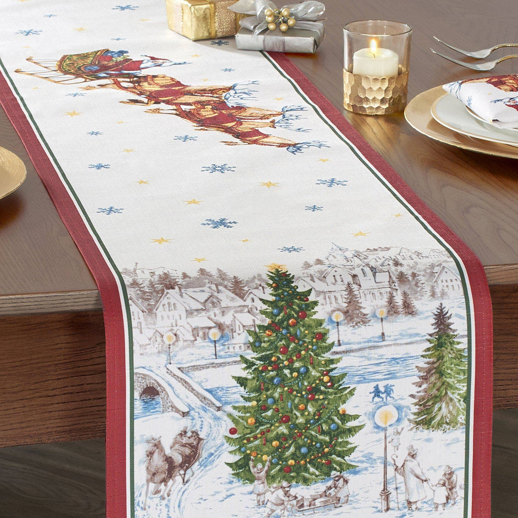 Santa’s Snowy Sleighride Table Runner - 13x70 - Retreat Home Furniture