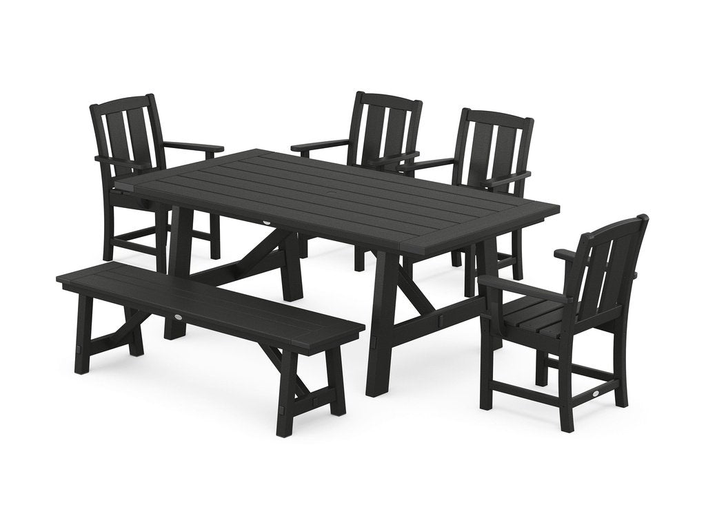 Mission 6-Piece Rustic Farmhouse Dining Set with Bench Photo