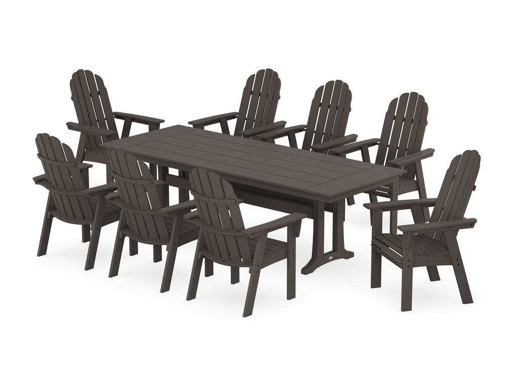 Vineyard 9-Piece Curveback Adirondack Farmhouse Dining Set with Trestle Legs Photo